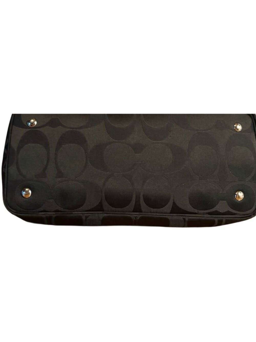 Coach 2011 black canvas & leather floral applique framed kisslock satchel tote - Picture 8 of 9